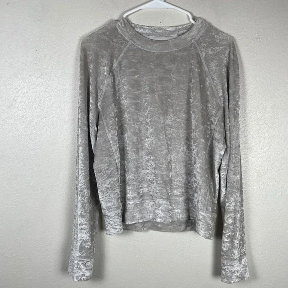 Lululemon Perfectly Oversized Crew Pullover Crushed Velvet Silver Champagne - Picture 1 of 6